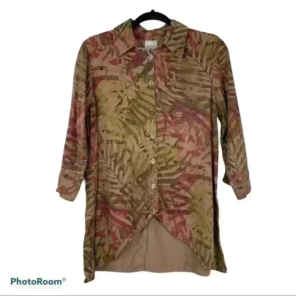 CLICK by Color Me Cotton Button Up Fern Blouse